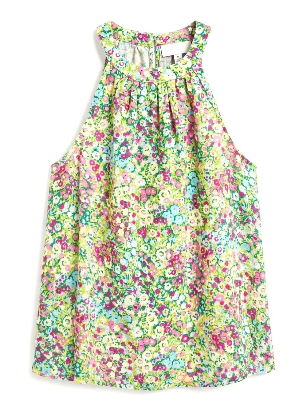 Charter Club Luxury 100% Linen Pink & Green Floral Halter Top Cottagecore